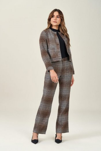 Casaco Curto em Plano Flanela Xadrez