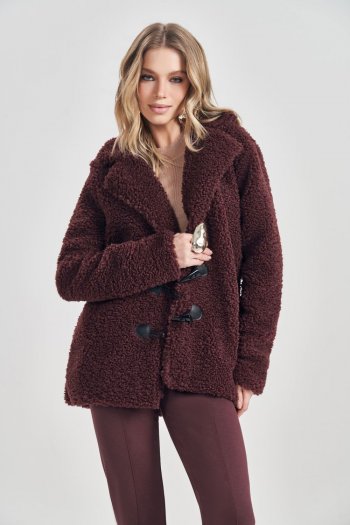 Casaco em Pelo Angel com Gola Alongada