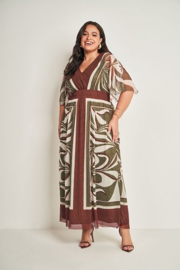 Vestido Longo em Tule Geométrico